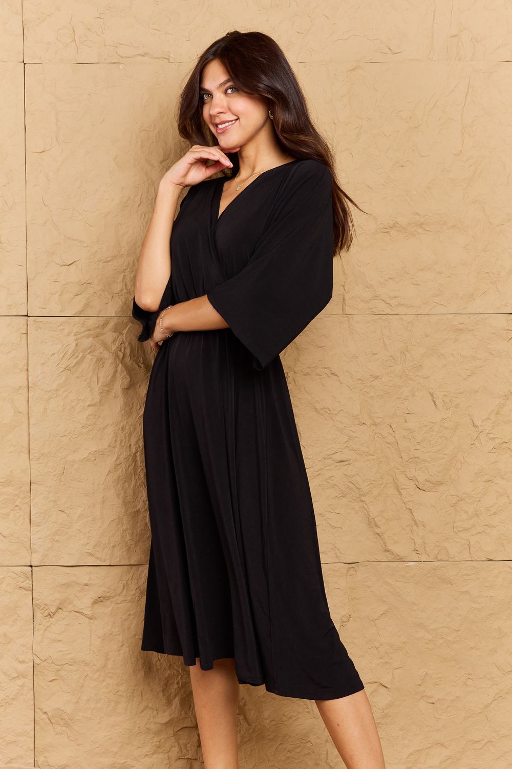 Kimono Sleeve Dress in Black