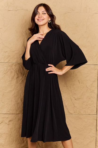 Kimono Sleeve Dress in Black