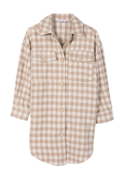 Neutral Gingham Shacket