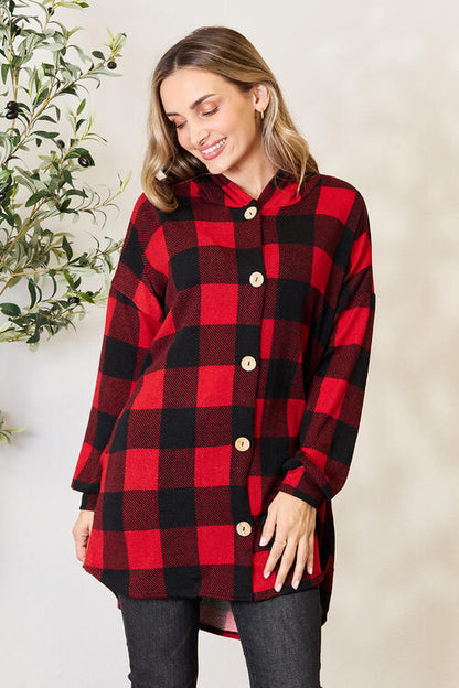 Buffalo Plaid Hooded Shirt