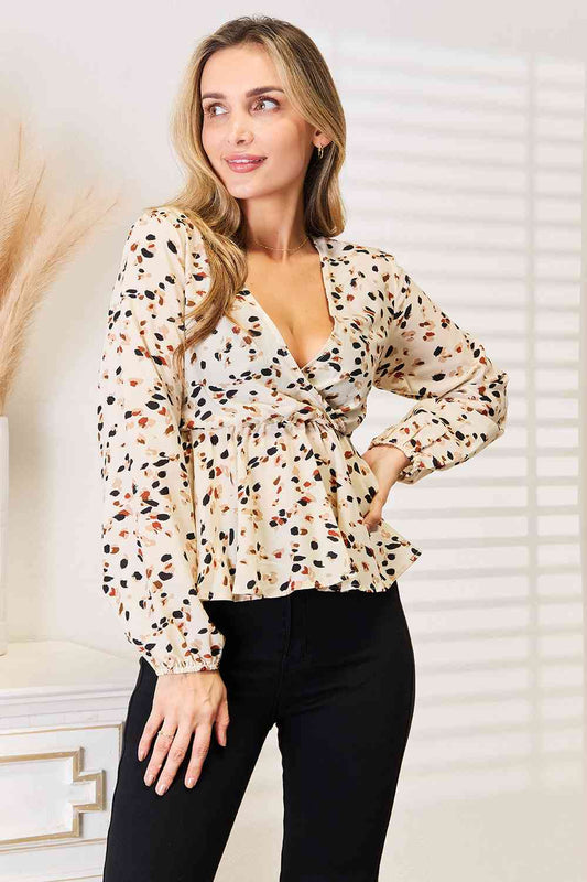 Plunge Peplum Blouse