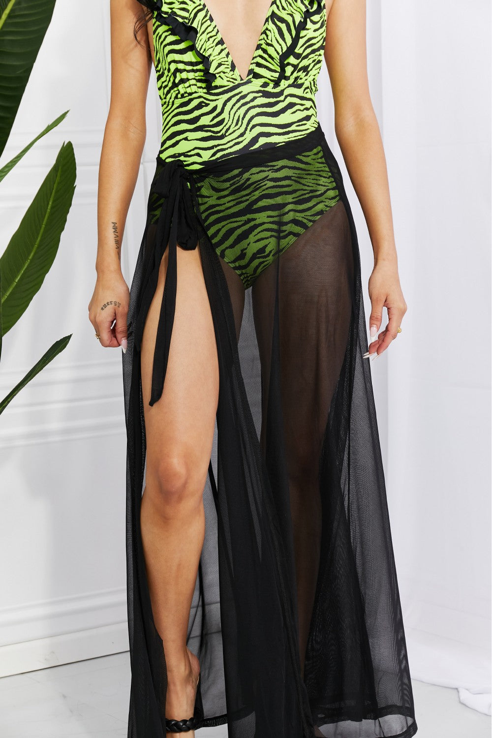 Mesh Wrap Maxi Cover-Up Skirt