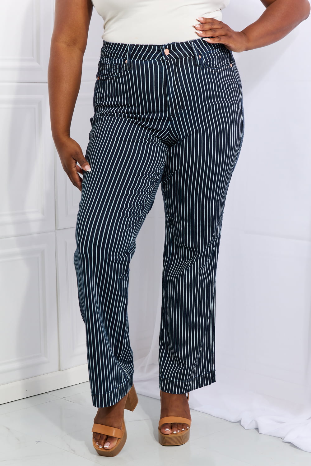 Cassidy Striped Straight Jeans