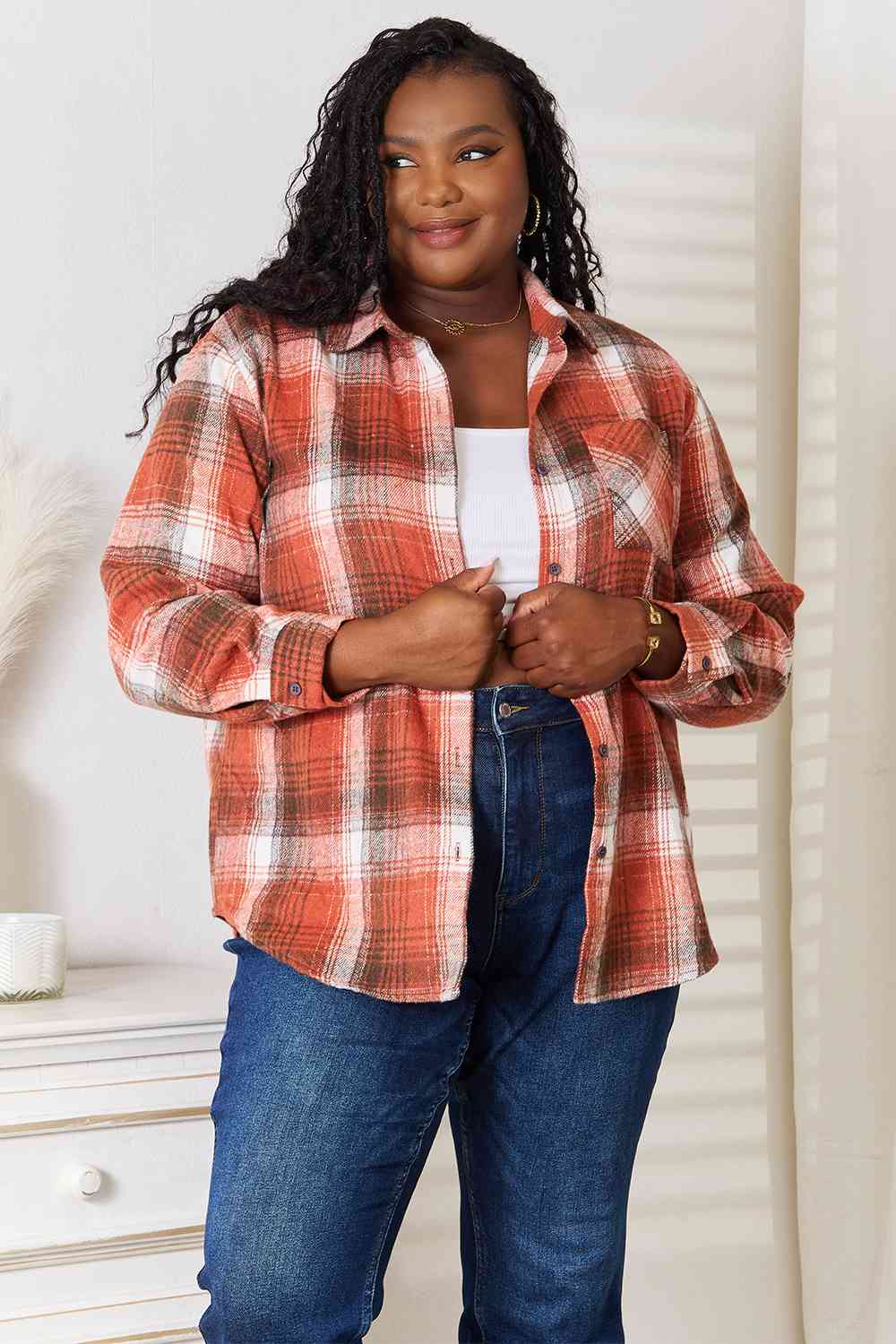 Rust Plaid Top
