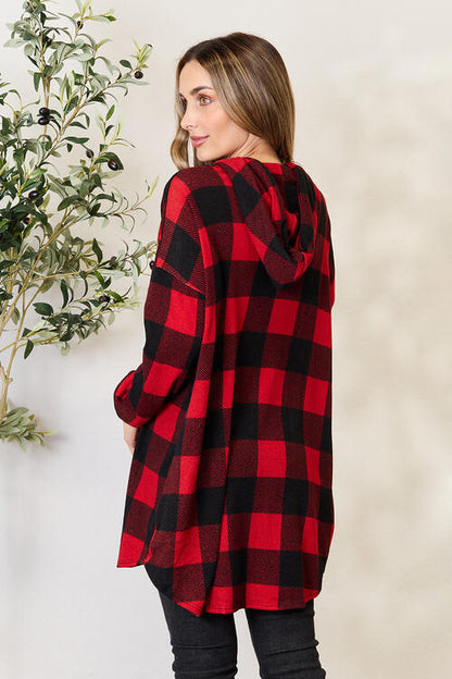 Buffalo Plaid Hooded Shirt