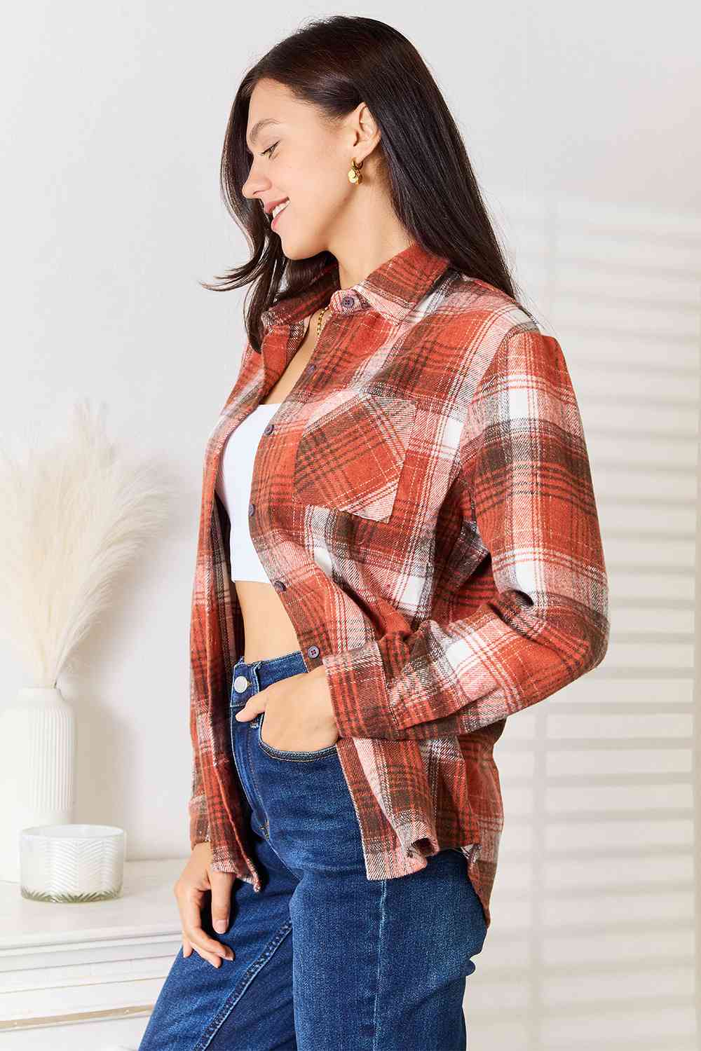 Rust Plaid Top