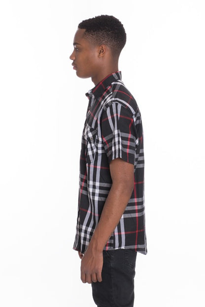 Short Sleeve Plaid Button Down in multiple colors