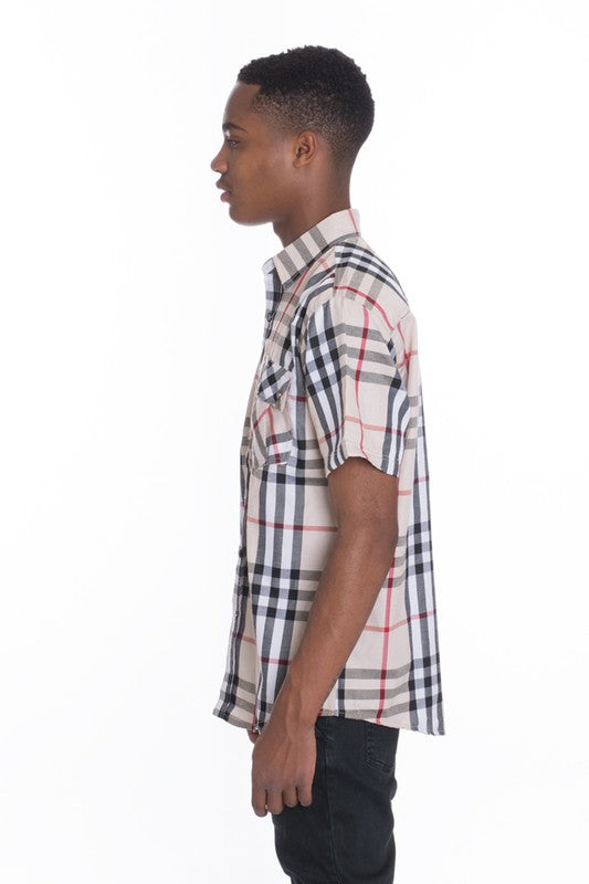 Short Sleeve Plaid Button Down in multiple colors