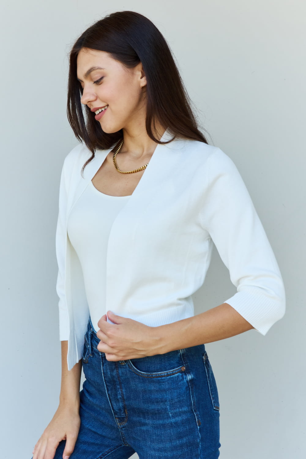 Cropped Cardigan in Ivory