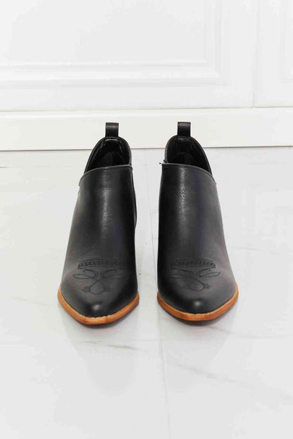 Embroidered Crossover Cowboy Bootie in Black