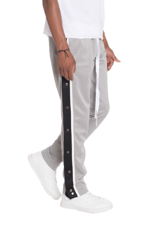 Snap Button Track Pants in Gray or Red