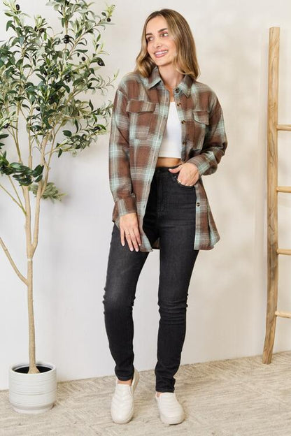 Olive and Brown Plaid Shirt
