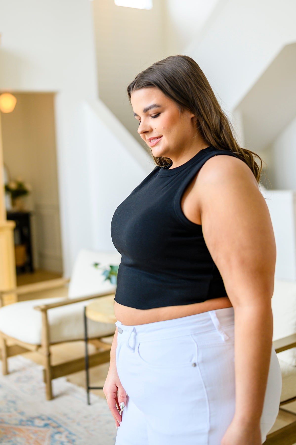 Morgan Cropped Tank in Black