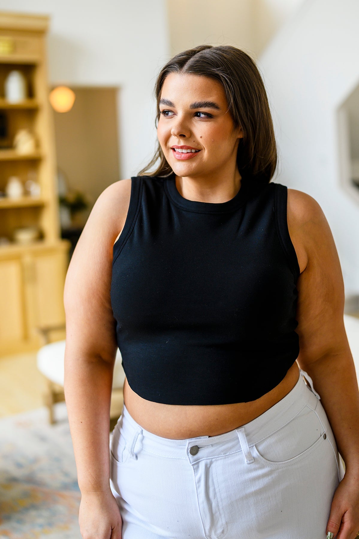 Morgan Cropped Tank in Black