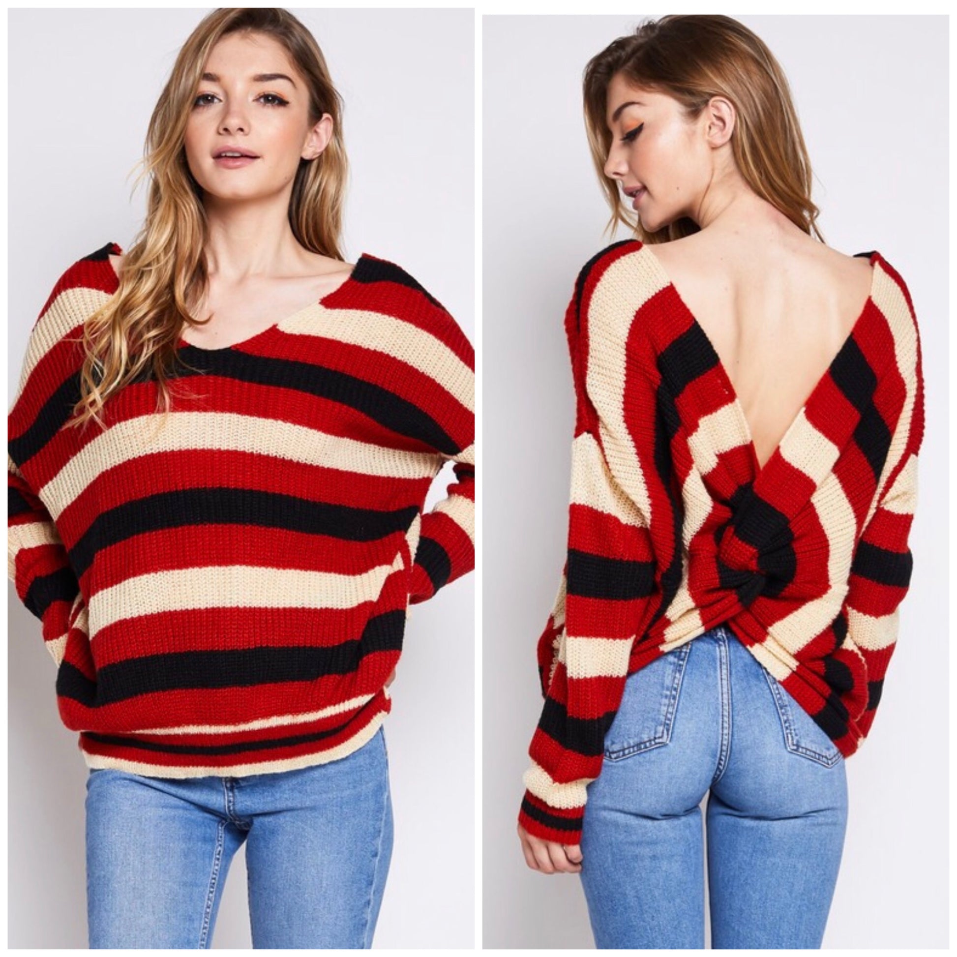 Rust Striped Sweater - Amber Moon 