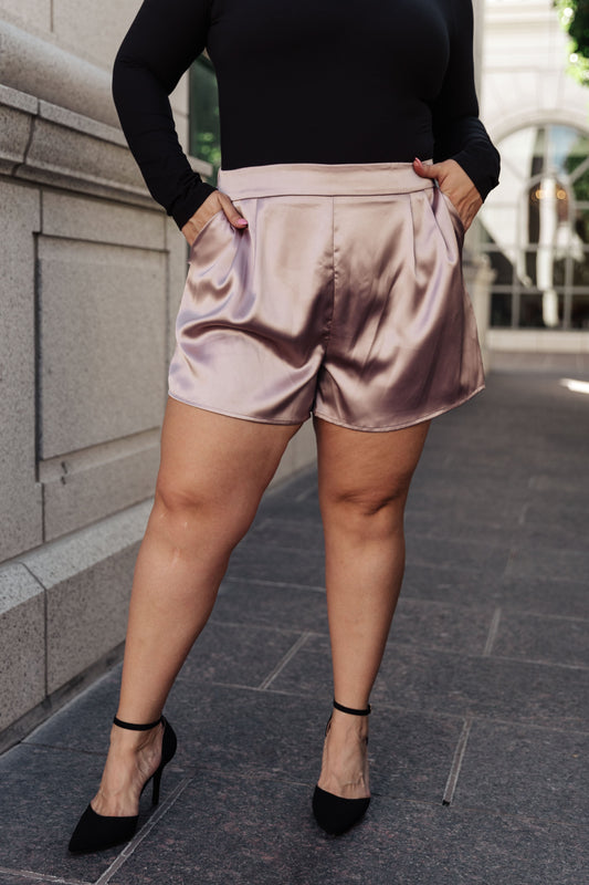 Champagne and Roses Satin Shorts  *Wear as a Set*