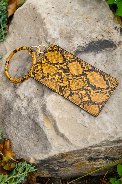 Faux Snakeskin Clutch in Yellow