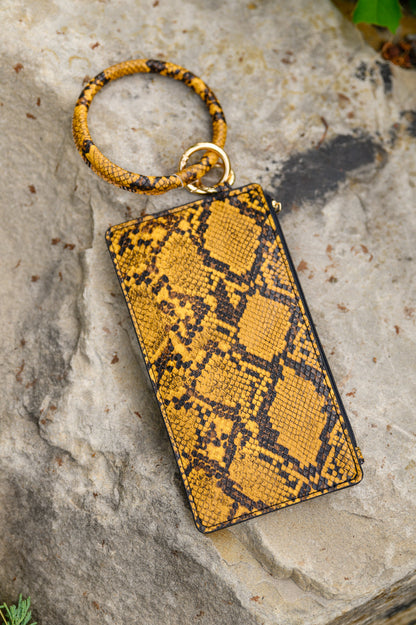 Faux Snakeskin Clutch in Yellow