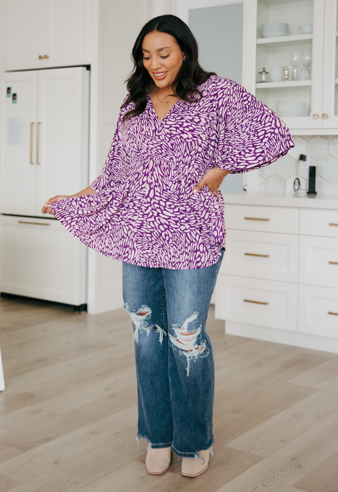 Painted Purple Peplum Top