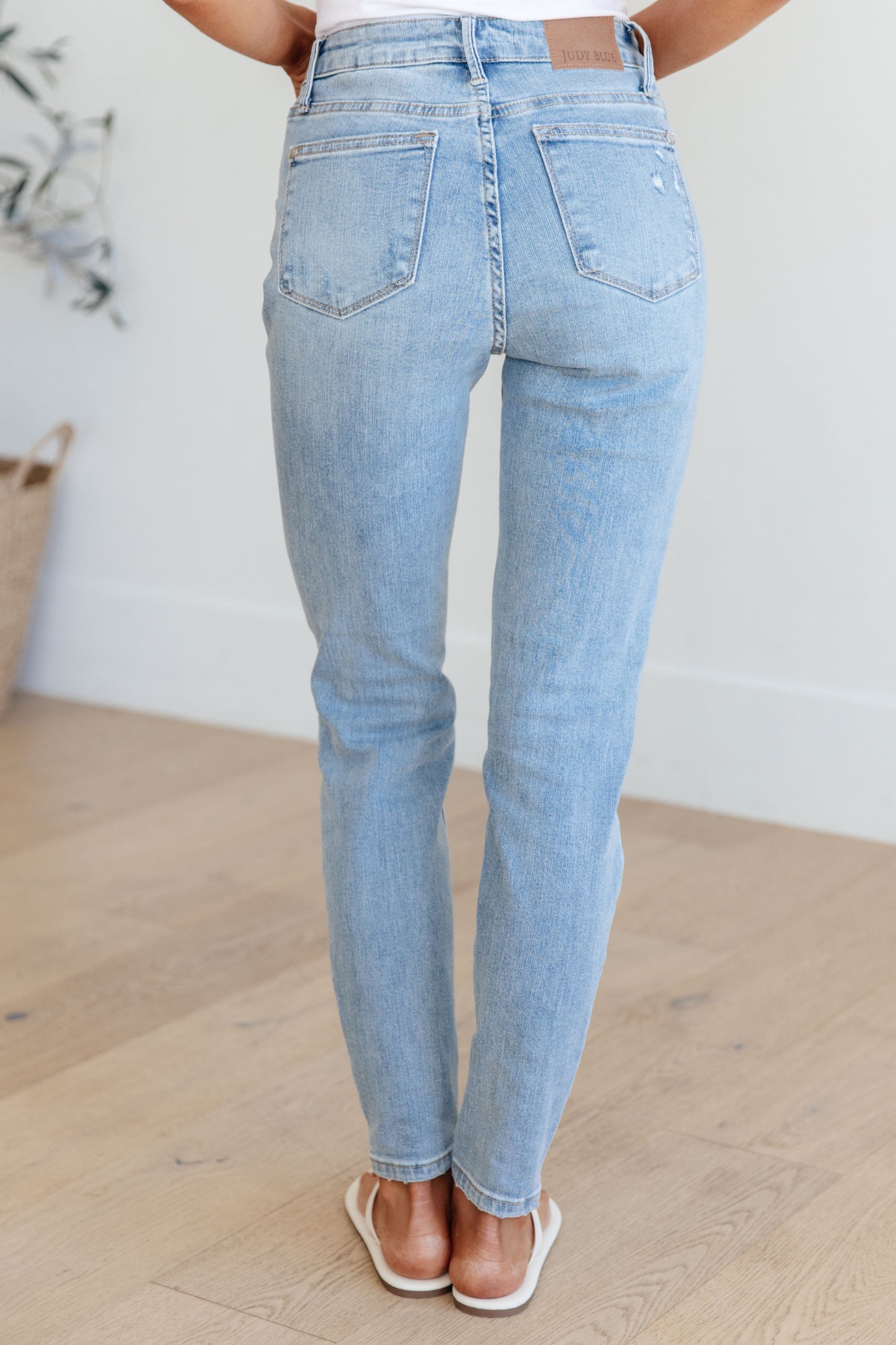 Tummy Control Distressed Skinny Jeans