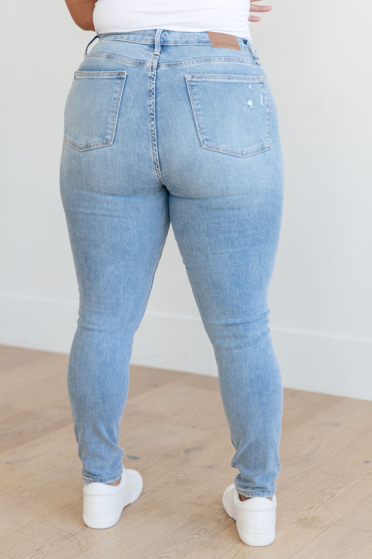 Tummy Control Distressed Skinny Jeans