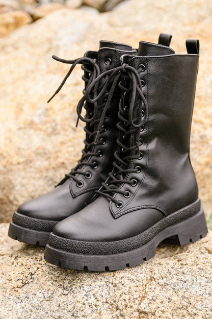 Ash Combat Boots In Black