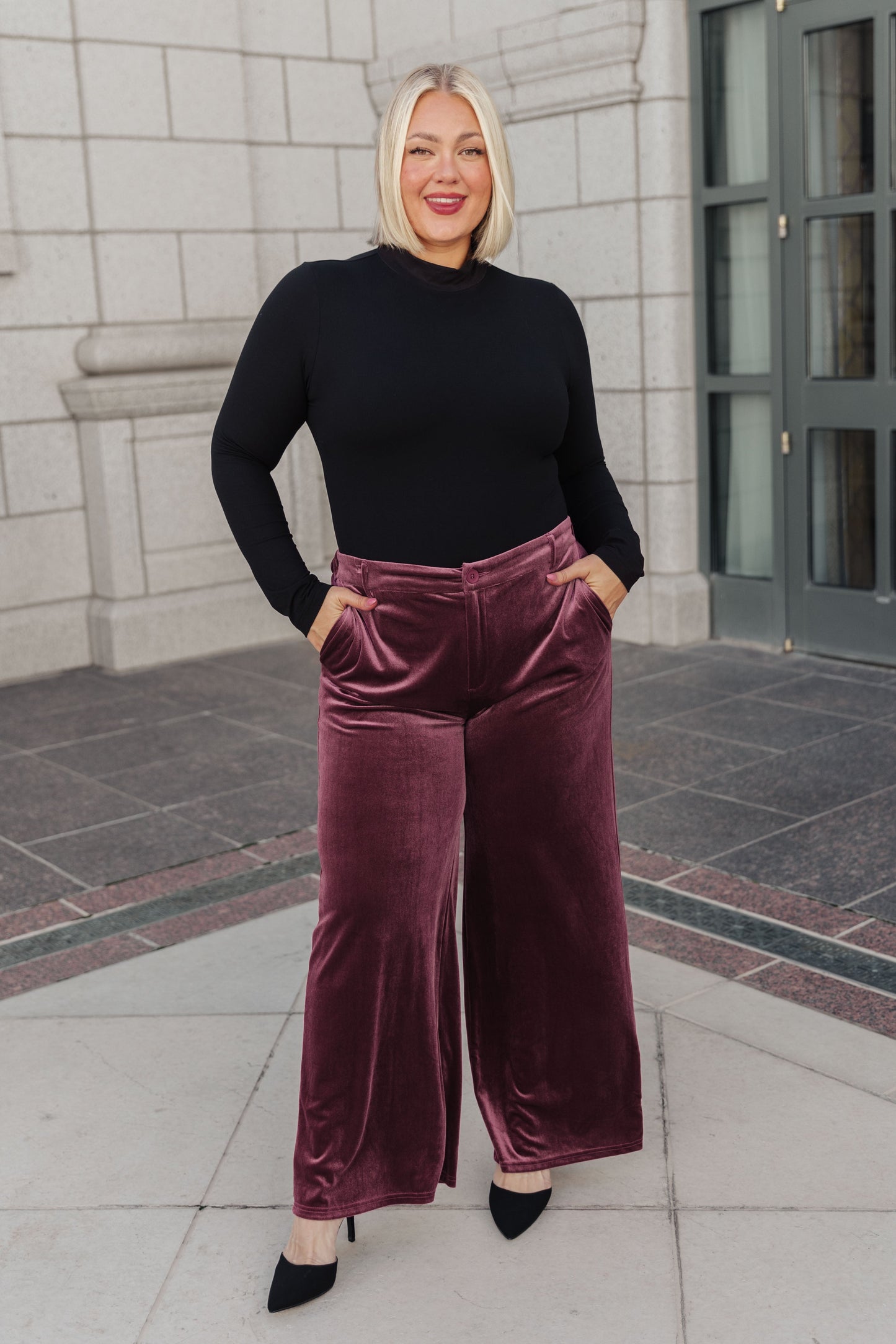 Velvet Wide Leg Trousers