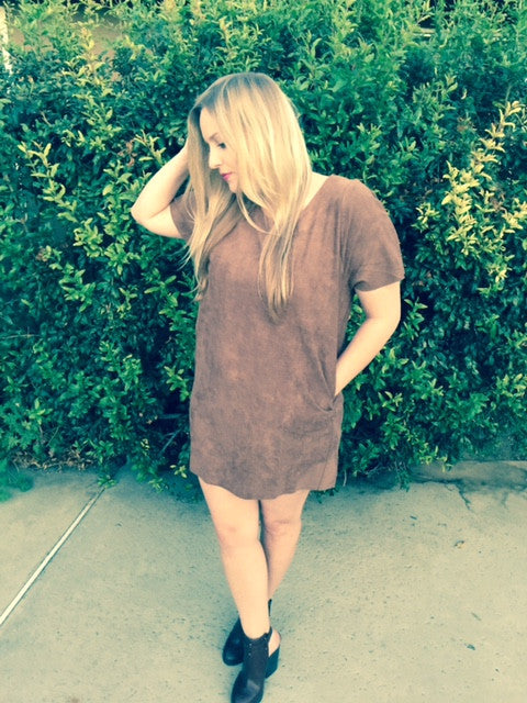 Mila Faux Suede Mini Dress - Amber Moon 