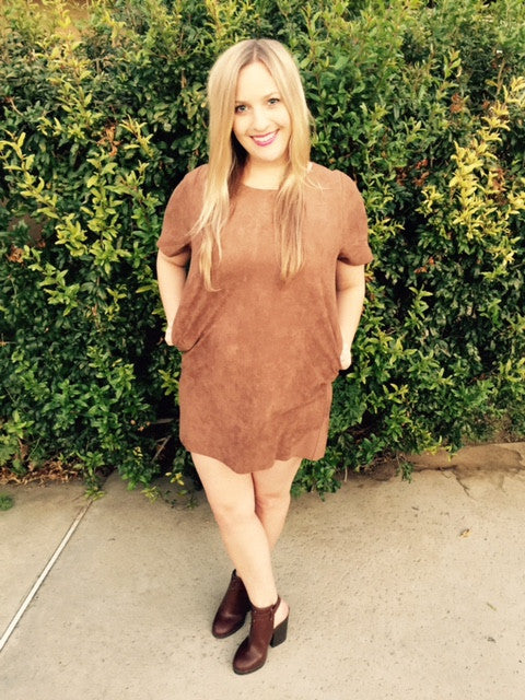 Mila Faux Suede Mini Dress - Amber Moon 