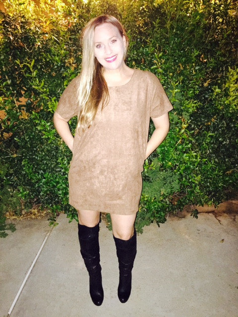 Mila Faux Suede Mini Dress - Amber Moon 