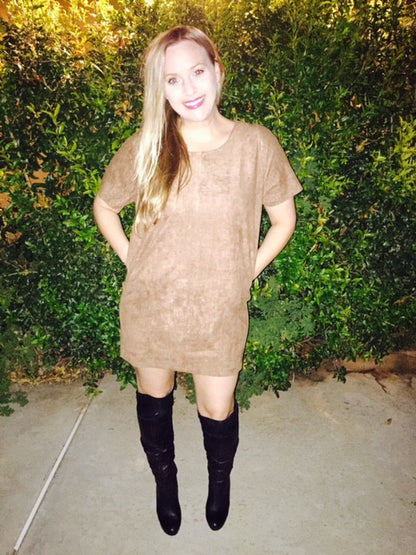 Mila Faux Suede Mini Dress - Amber Moon 
