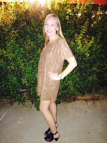 Mila Faux Suede Mini Dress - Amber Moon 