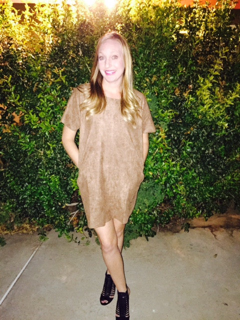 Mila Faux Suede Mini Dress - Amber Moon 