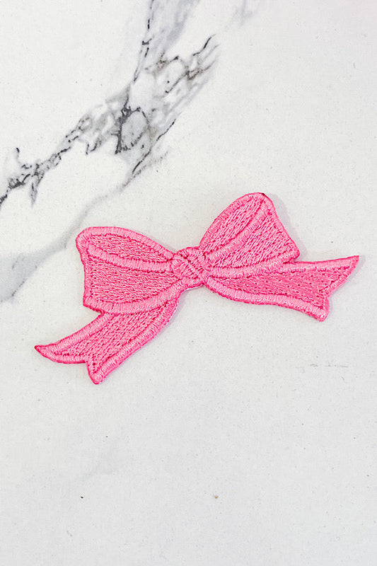 Pink Bow Embroidered Patch