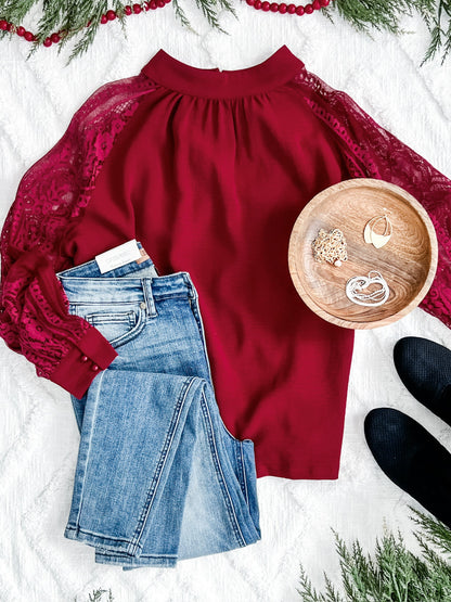 Berry Lace Sleeve Blouse