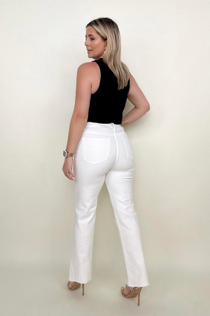 White Straight Jeans with Tummy Control