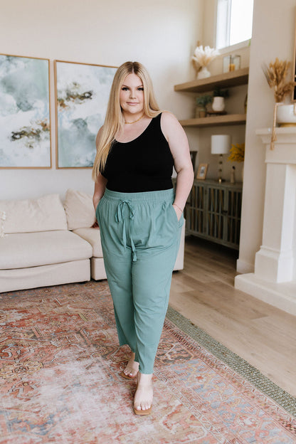High Waisted Pants in Jade