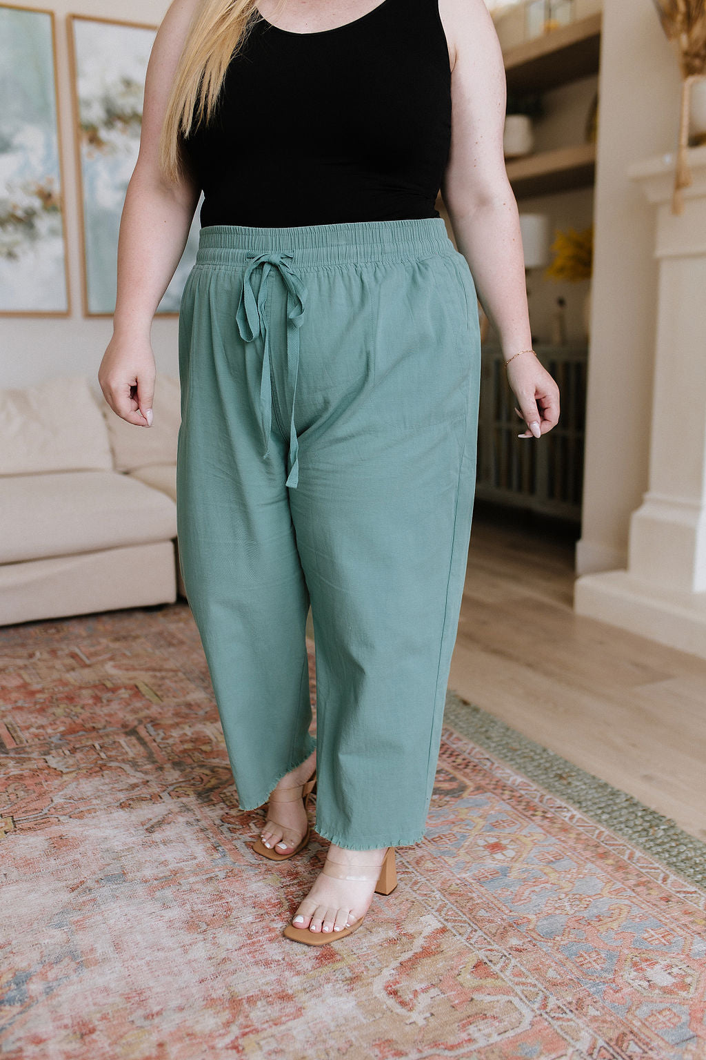 High Waisted Pants in Jade