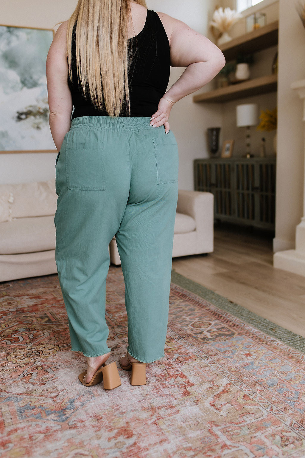 High Waisted Pants in Jade