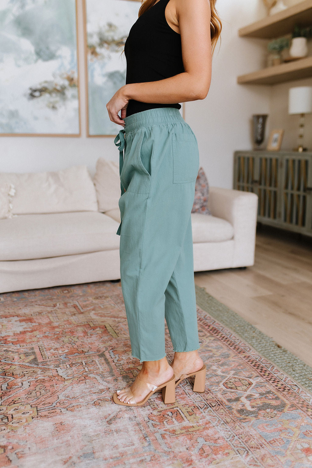 High Waisted Pants in Jade