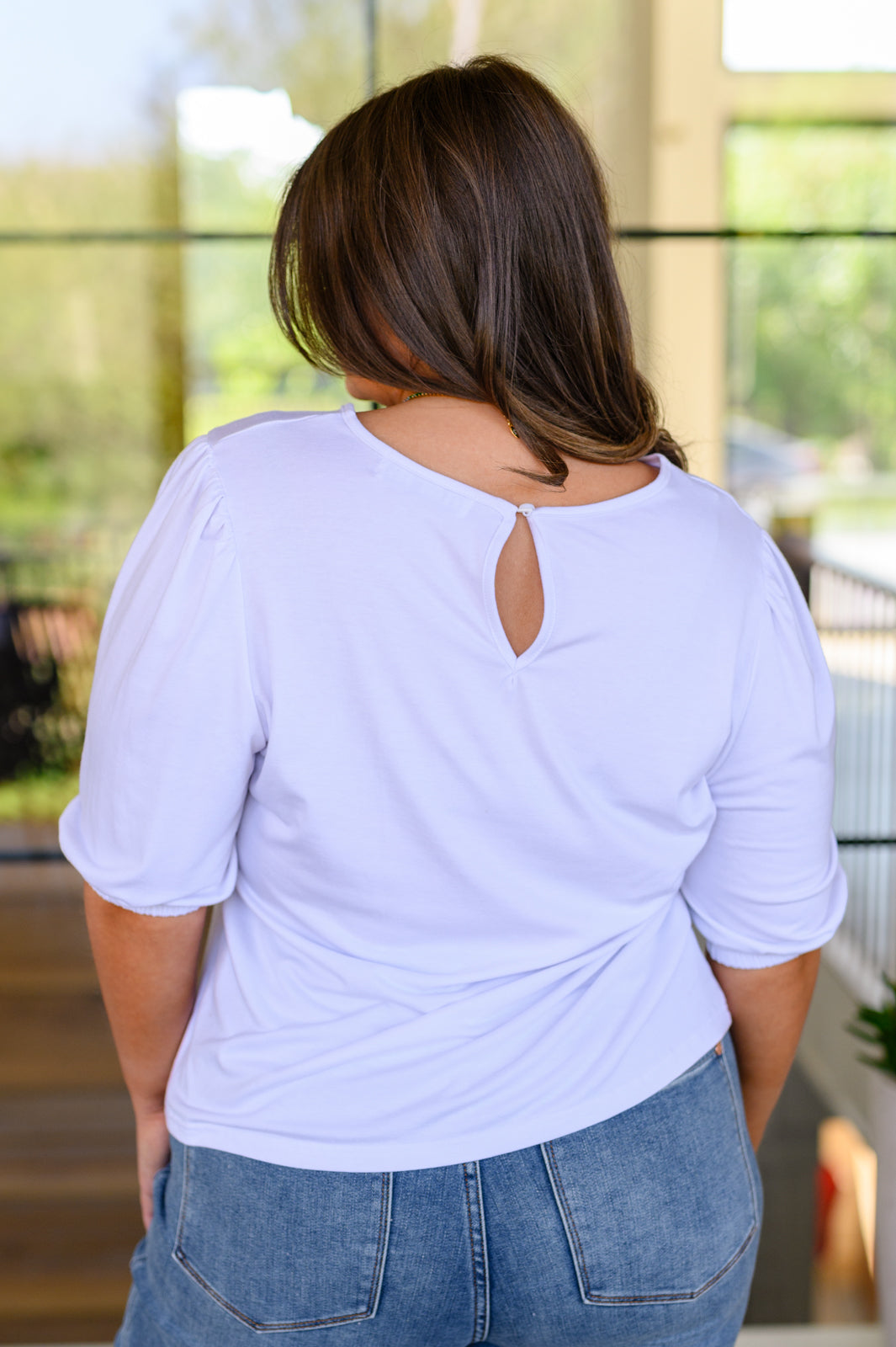 Puff Sleeve Top in White