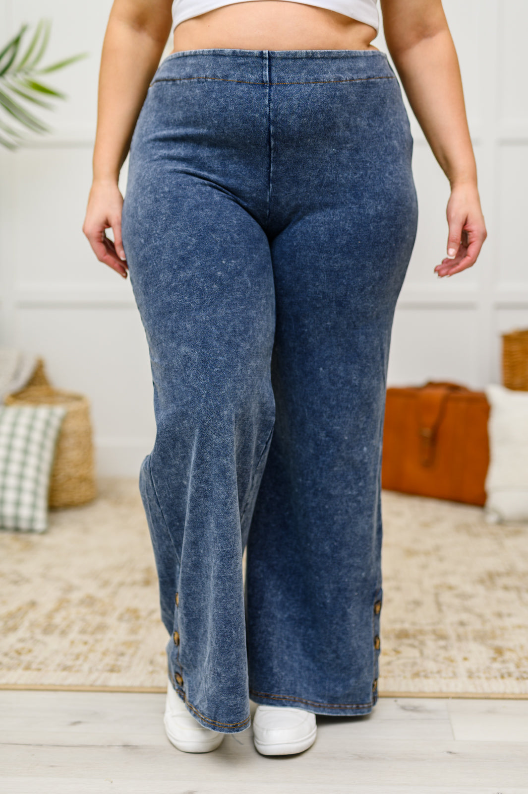 Park City Button Flare Pants in Blue