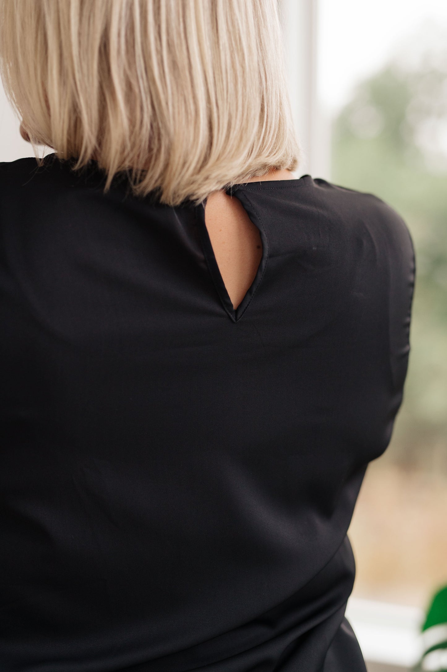 Smocked Sleeve Blouse in Black