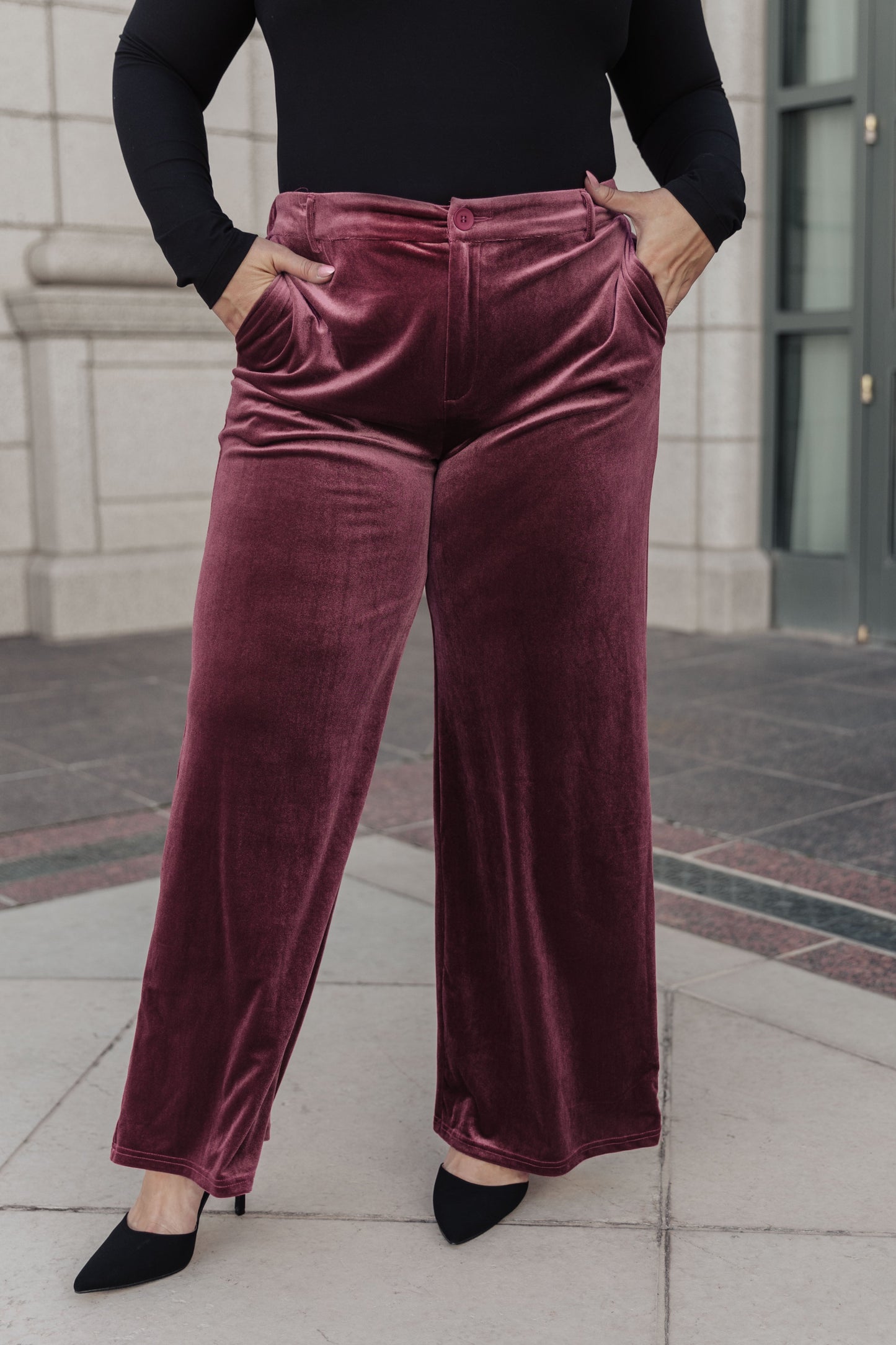 Velvet Wide Leg Trousers