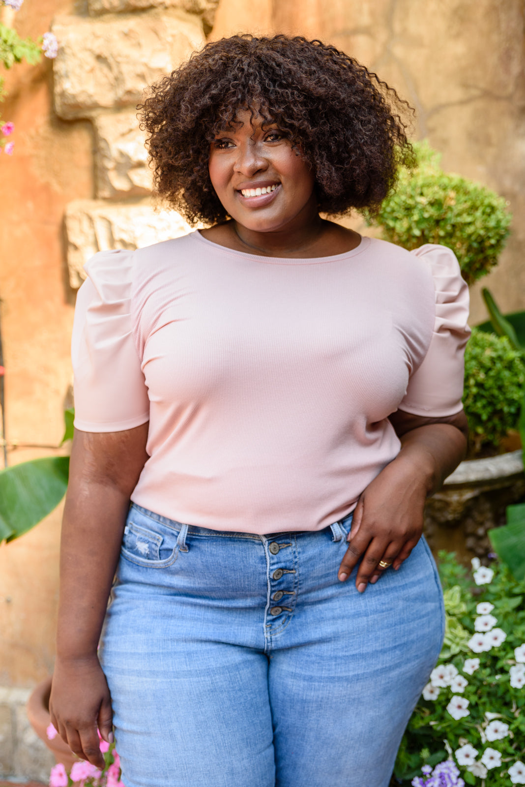 Puff Sleeve Top in Blush