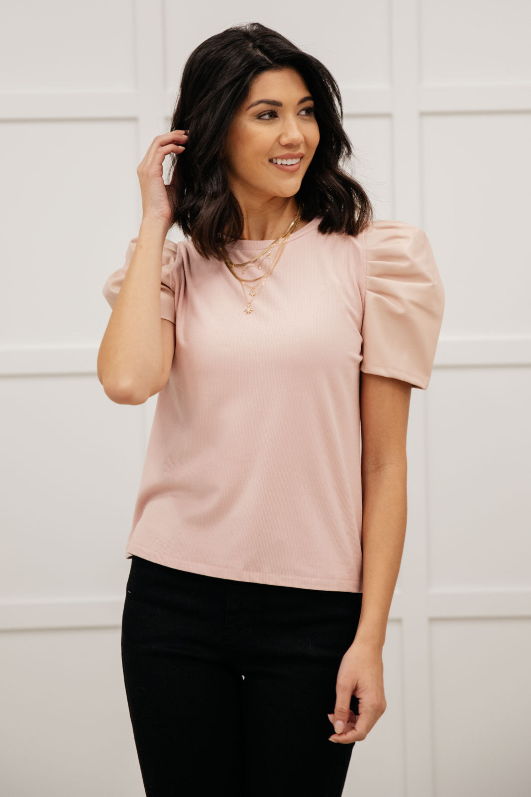 Puff Sleeve Top in Blush