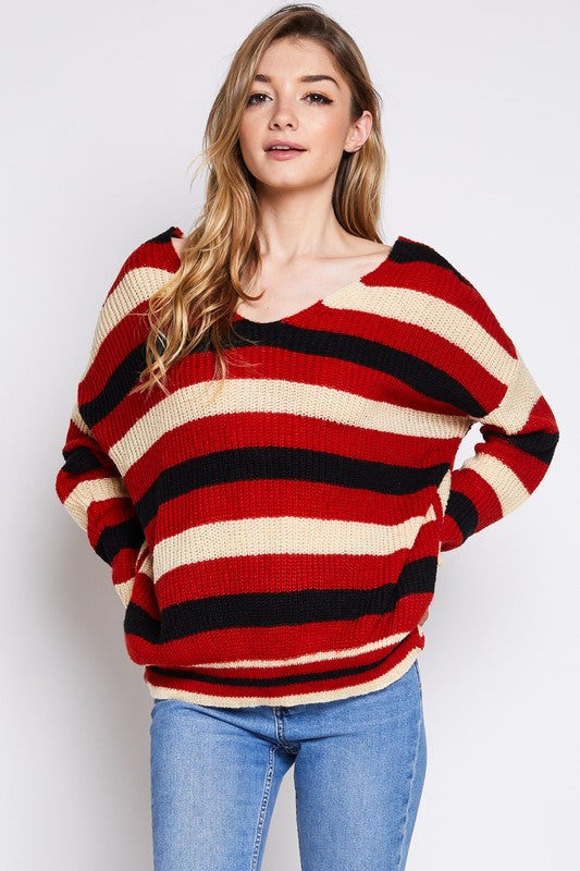 Rust Striped Sweater - Amber Moon 