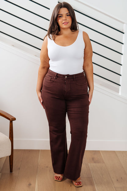 Tummy Control Flare Jeans in Espresso