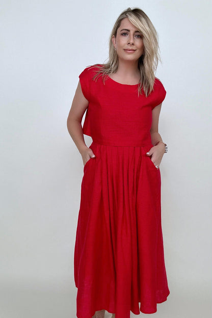 Linen Top And Skirt Set in multiple colors