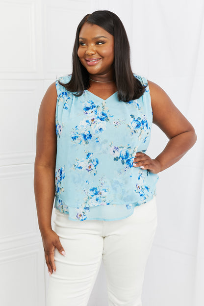 Blue Floral Tank Top